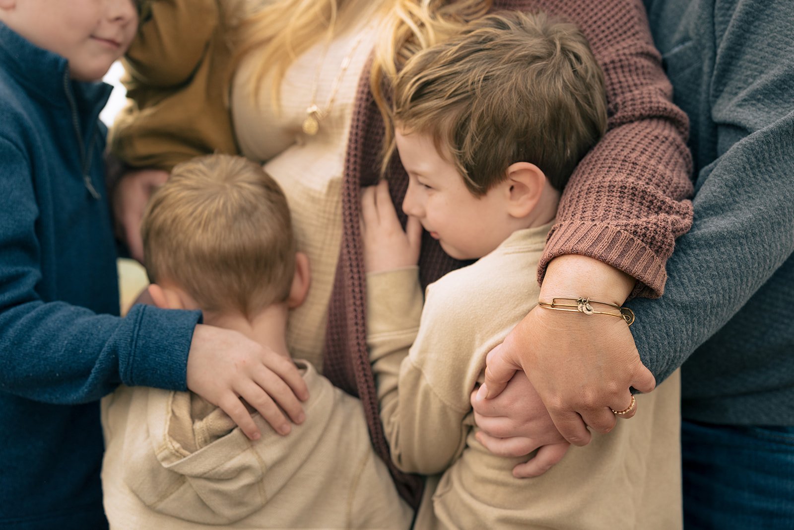 Christian working homemaker with children gathered in a quiet family moment